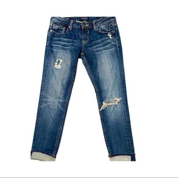 Vigoss Thompson Tomboy Destressed Cropped Jeans - Picture 6 of 7